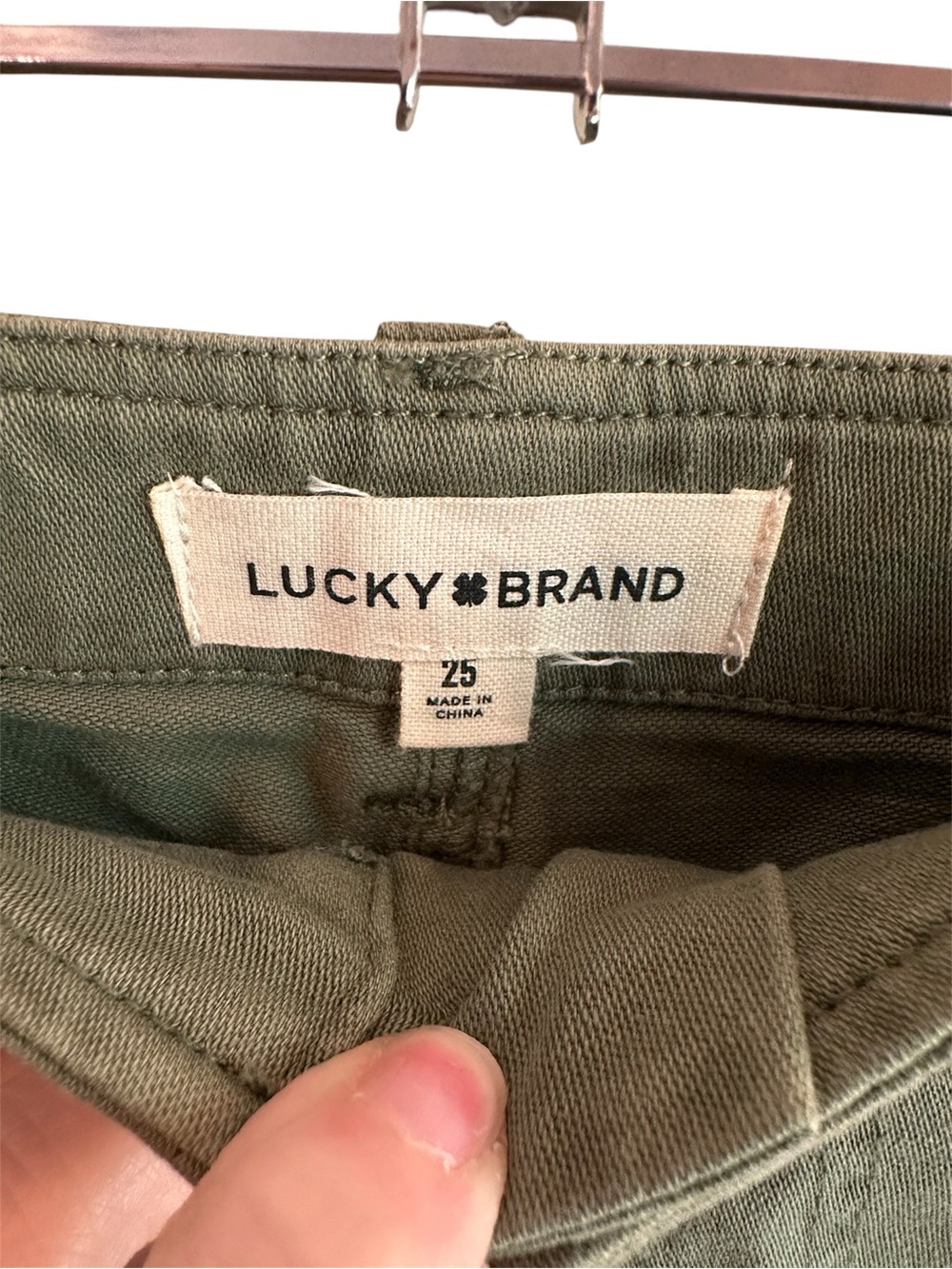 Lucky Brand Olive Green Cargo Shorts with Frayed Hem - Picture 3 of 5